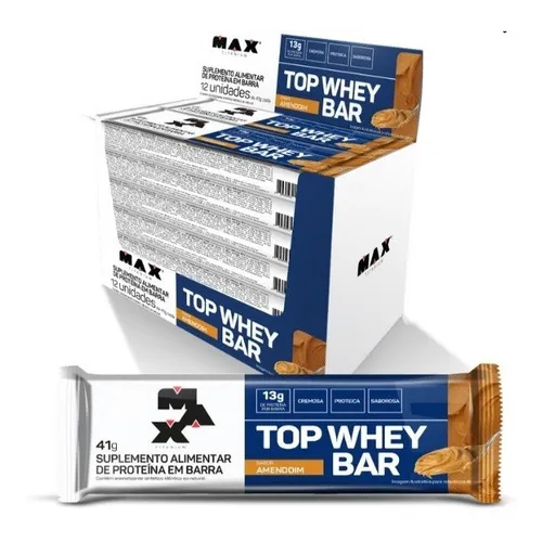 Barra Max Titanium Top Whey Bar Proteínas Sabores x12 Sabor Amendoim