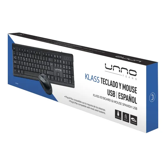 Combo Teclado Y Mouse Unno Tekno Usb - Optico Español Negro