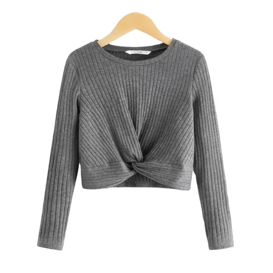 Blusa De Niña Tejida De Canalé