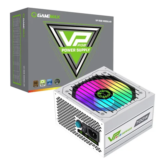 Fuente De Poder Certificada 700w Gamemax Semi Modular Blanco
