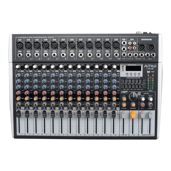 Mesa De Som Amw L12 V2 Canais Xlr Mp3 Reverb Efx Usb Bt 127/220V