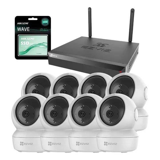 Kit X8 Camara Seguridad Ip Wifi Ezviz C6n Nvr 8ch Ssd 120gb