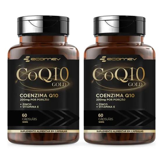 2 Coenzima Q10 Gold 200mg + Vit E Zinco 100% Absorção 120cáp