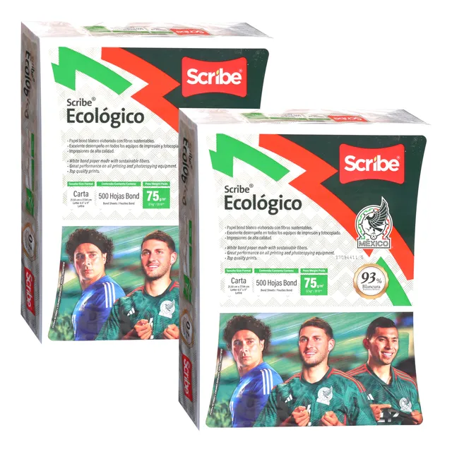 2 Papel Carta Bond Scribe Ecológico 75gr (1000 Hojas)