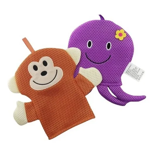 Esponja De Baño Para Bebe Guante Monito Y Pulpo