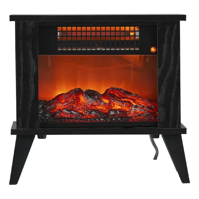 Chimenea Eléctrica B-Fresh 1000W Negra Efecto Llama Real Termostato Ajustable | Calefactor Estilo rural con leña y Bajo Consumo certificación SEC