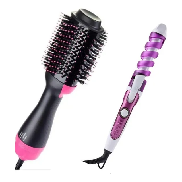 Combo Cepillo Secador Voluminizador One-step Mas Rizador