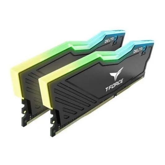 Memoria RAM T-Force Delta RGB gamer color negro 16GB 2 x 8GB Team Group TF3D416G3600HC18JDC01