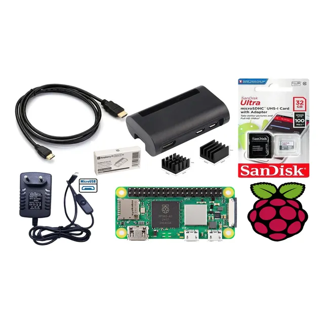 Kit Raspberry Pi Zero 2w 2 W, Sd 32gb, Fonte,case,cabo,dissi