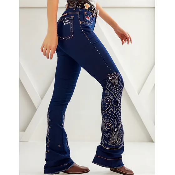 Calça Feminina Moda Country West New Collection C/ Elastano.