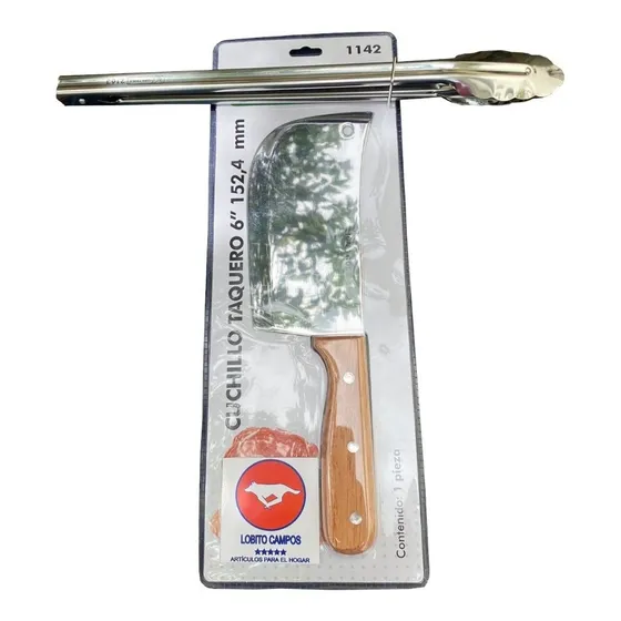 Machete Taquero Para Picar Carne Con Tenaza Fina Inoxidable