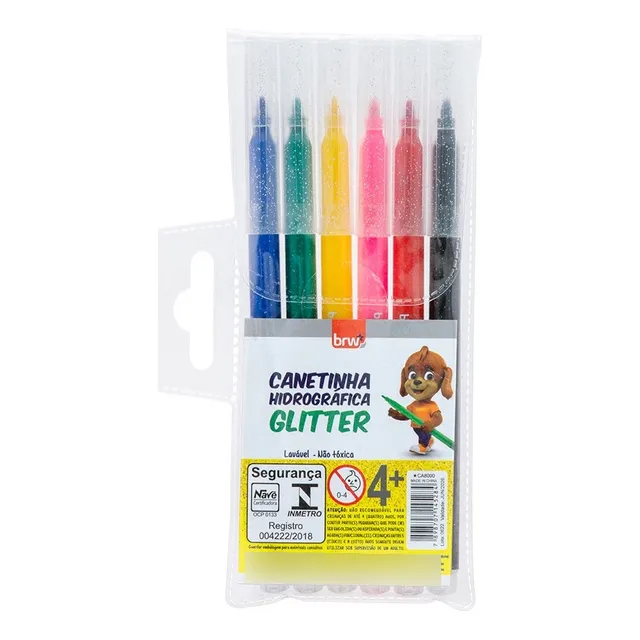 Fibras Brw Con Glitter Blister X6 Colores