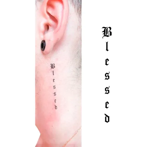 Tatuagem Temporária Blessed Abençoado 9x1 Pescoço 4 Unidades
