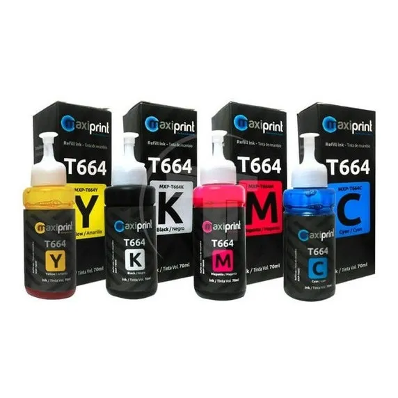 Pack De 4 Tinta Epson Serie L100/ L200/ L210/ L355/ L565/