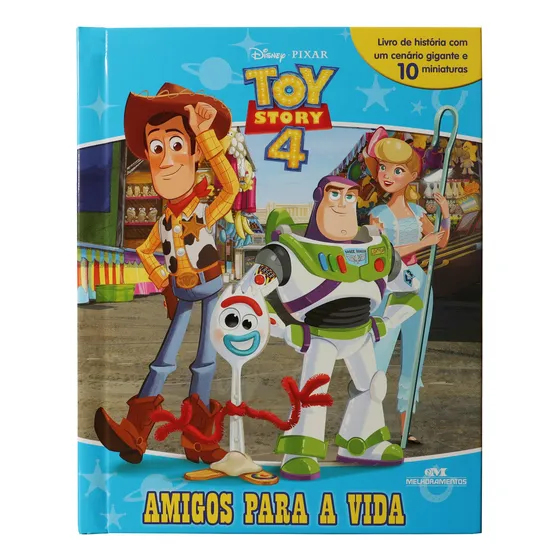 Toy Story 4 Livro + Cenário + 10 Miniaturas Para Brincar