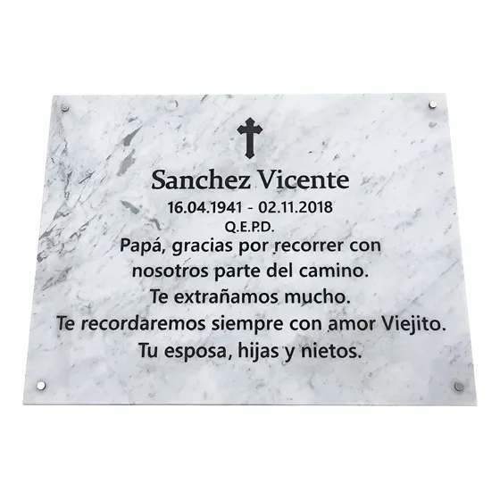 Placa Granito, Mortuoria,cementerio, Nicho, Tumbas 30x20 Cm.