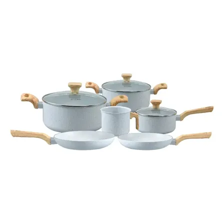 Conjunto de 6 Panelas Cerâmica Pratic Cook Indução Kit Antiaderente Soft Touch Mimo Style Cinza