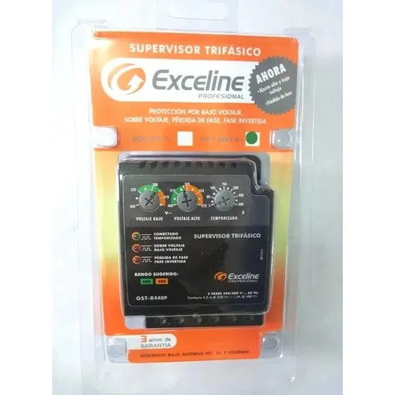Supervisor Trifasico De Voltaje 440v Exceline Gst-r440p