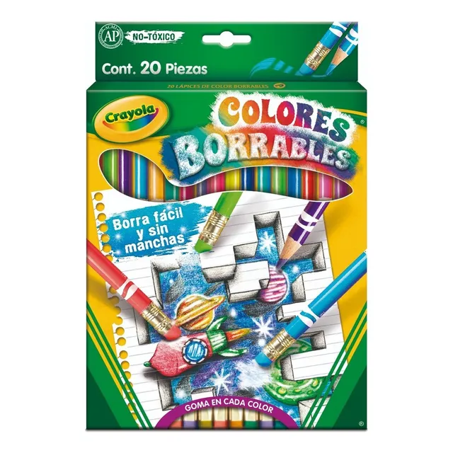 20 Lápices De Color Borrables Crayola