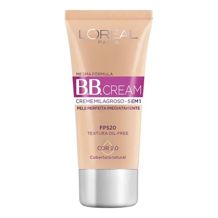 Base BB cream L'oréal Paris 5 em 1 Dermo expertise cor clara FPS 20 30ml