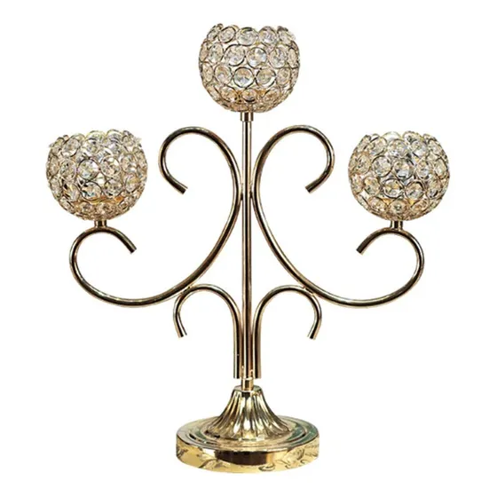 Candelabro Votivo Metal Cristal 3 Brazo Centro Mesa Para
