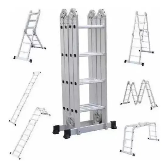 Escalera Multifuncional Plegable 12 Pasos Aluminio 3,6 Mts