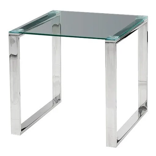 Mesa De Apoyo Jazz Acero Cromado Y Vidrio Templado Deco Gmg