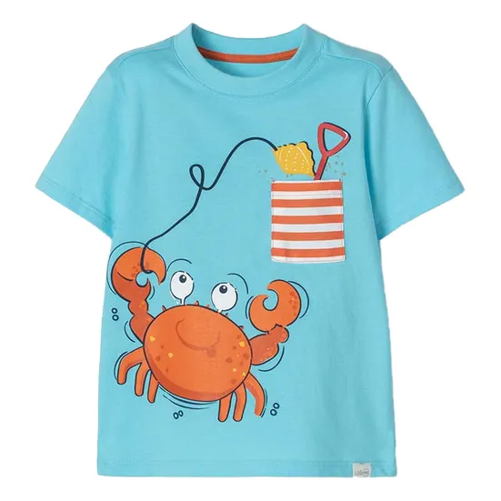 Camiseta Littlemic Turquesa Estampada En Frente Para Niño 2t
