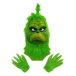Máscara De Grinch Con Cabello De Látex Para Disfraz Máscara De Grinch Con Cabello De Látex Para Disfraz
