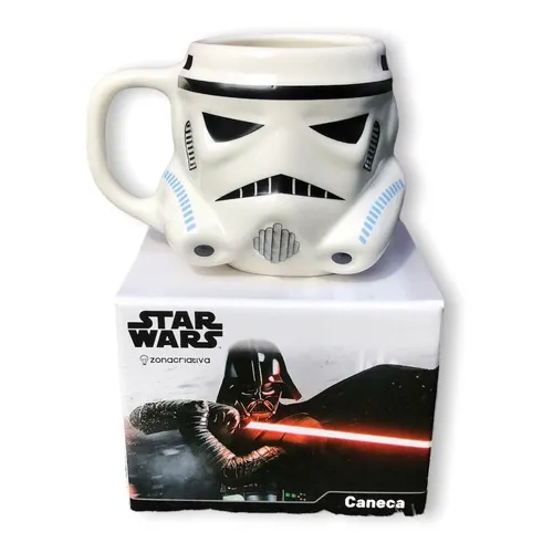 Zonacriativa Caneca Formato 3d Stormtrooper Star Wars Disney Dark Side Zc Awesome white