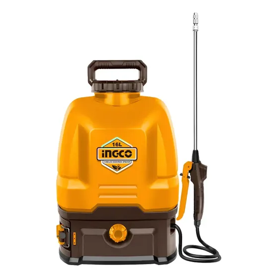 Pulverizador Fumigador De Mochila 16lts A Bateria Ingco Amarillo