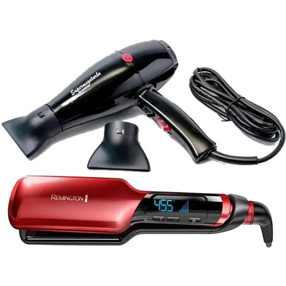 Secador Original 27.000 Rpm + Plancha Profesional Remington