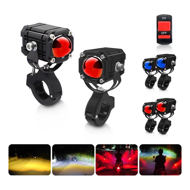 2 Faros Luces Led Auxiliares 4 Modos Lupa Para Moto