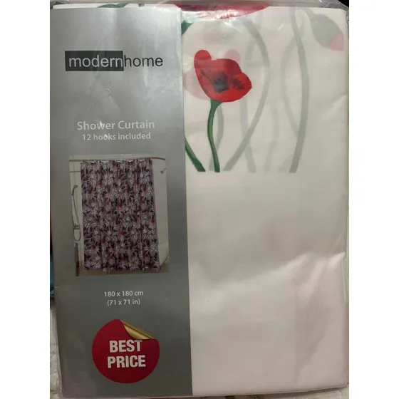 Modern Home - Cortina Para Ducha Con Ganchos. Dibujoamapolas