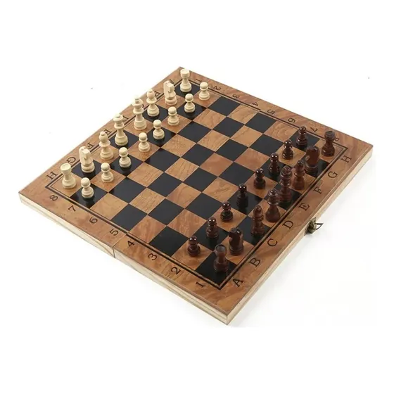 Ajedrez Madera Gigante Xl 48x48cms  3 En 1, Dama, Backgammon