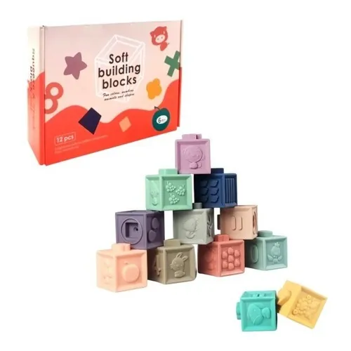 Tiovivo NT-115 cubos bloques de goma didacticos textura bebe Multicolor