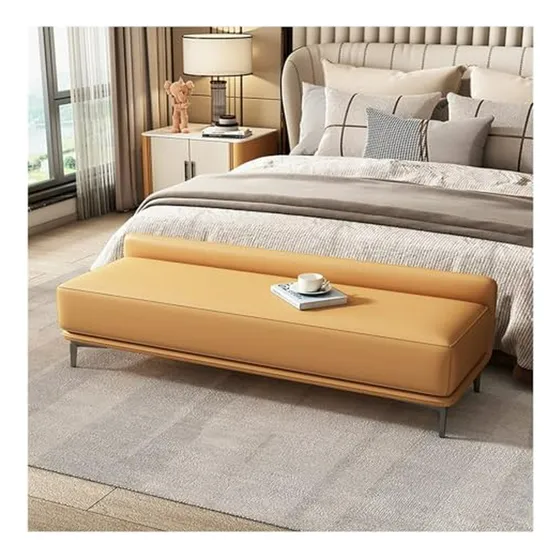 Banqueta De Almacenamiento Para Pie De Cama En Cuero Con Pat
