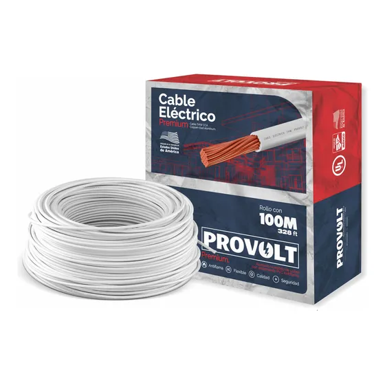 Cable Eléctrico U L Thw Calibre 10 Rollo 100m Ul Cubierta Blanco