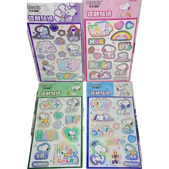 Hoja De Stickers Metalizados Snoopy Kawaii