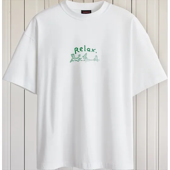 Remera Oversize Estampado -fido Dido 100% Algodon-redwhite