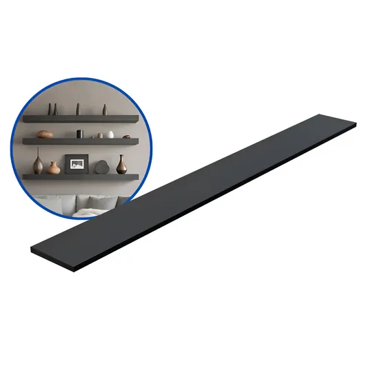 1 Prateleira Mdf 130x15 Preto C/suporte Invisível Multiuso