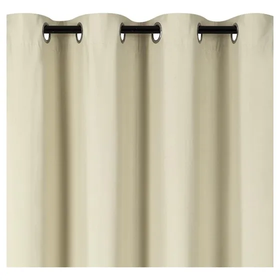 Cortina Blackout Textil Con Argollas Bloquea 100% Luz Beige