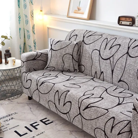 Funda Protector Para Sillón Sofá 3 Cuerpos Color Gris Negro L