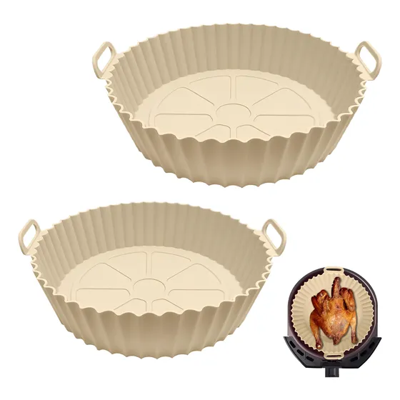 Set 2 Moldes Silicona Air Fryer 17,5- 19cm Redondo Libre Bpa
