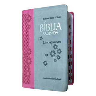 Bíblia Sagrada Ra Sbb Letra Gigante Com Índice Capa Luxo Cinza Com Pink Bíblia Sagrada Ra Sbb Letra Gigante Com Índice Capa Luxo Cinza Com Pink