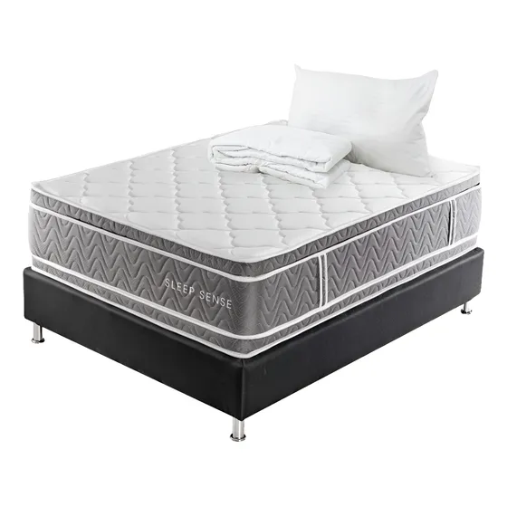 Colchón Sleep Sense Semidoble + Base + Almohada + Protector