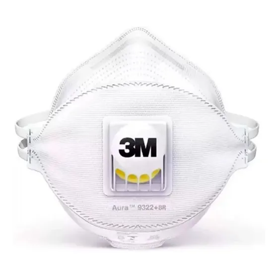 6 Respirador Máscara Pff2 N95 Aura 9322 Orig. C/válvula 3m Cor Branco