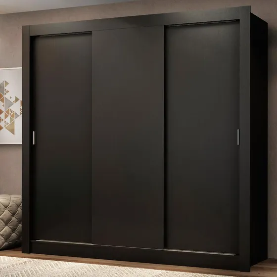 Ropero Closet Madesa Monaco 3 Puertas Corredizas Negro
