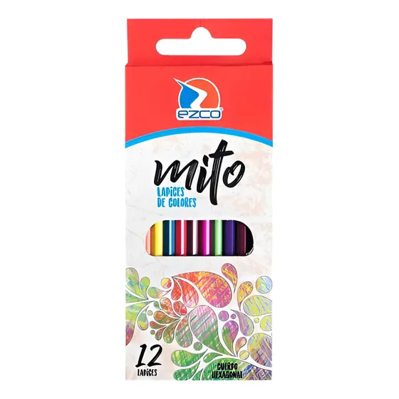Lápices De Colores Mito X12 Largos Hexagonal Ezco X12 Unid