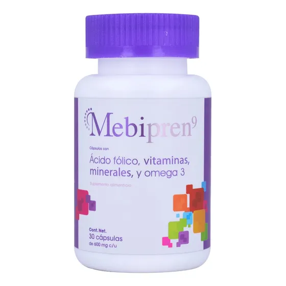 Acido Folico Mebipren 9 600 Mg Vitaminas Minerales 30 Caps Sabor Sin Sabor